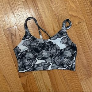 Floral black and white sports bra